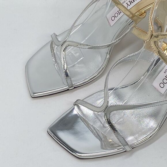 Jimmy Choo Azie 85MM Metallic Leather Sandals size 37 - Picture 5 of 13
